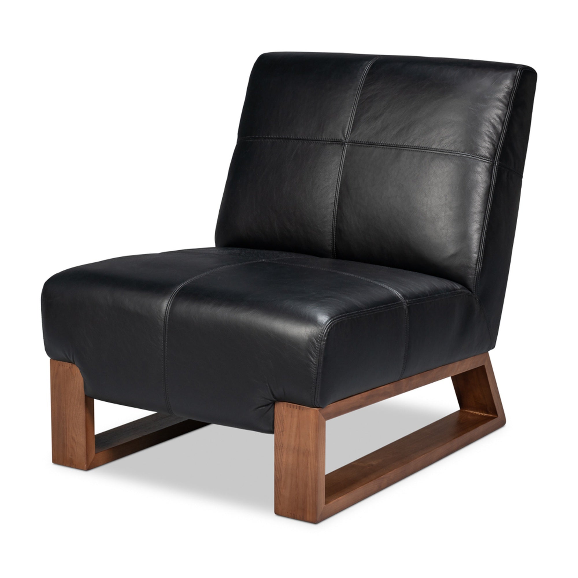 Wylam Leather Chair Onyx Black by Sarreid Ltd