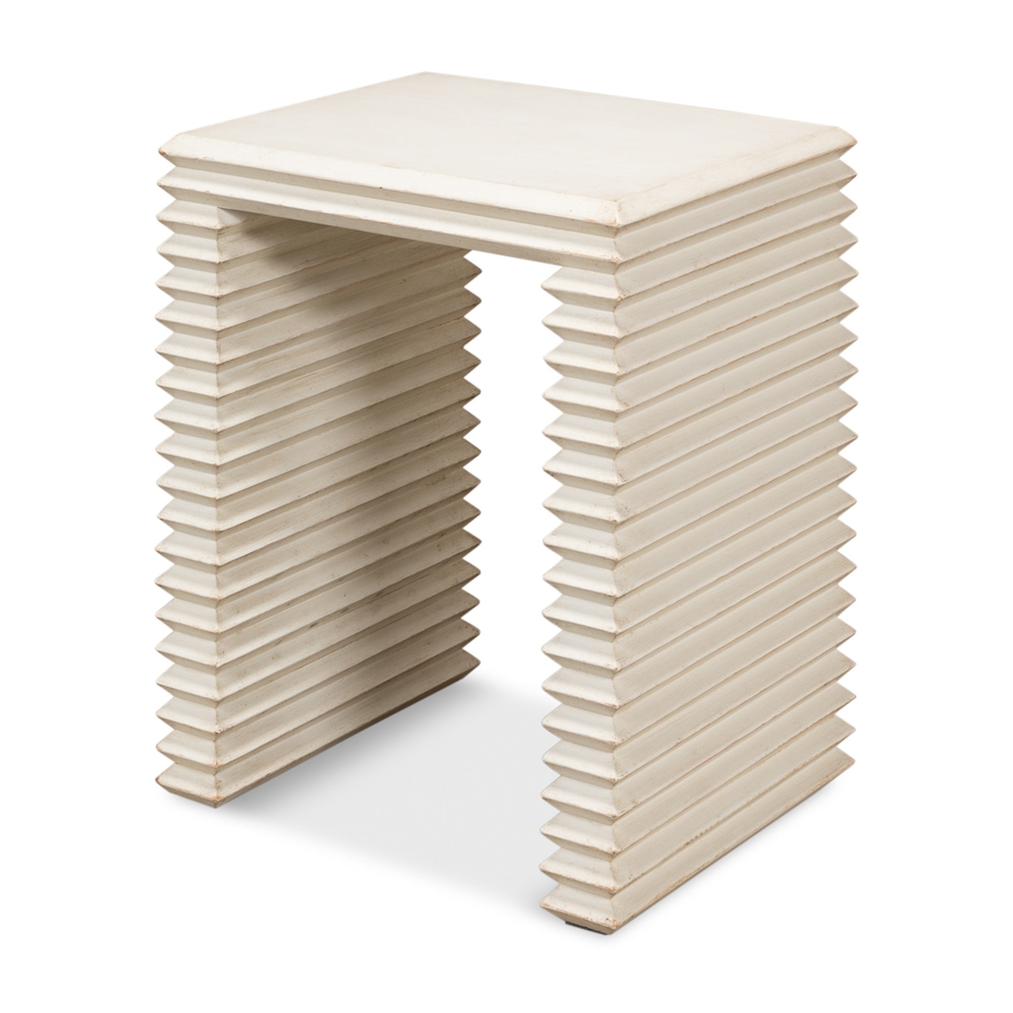 Stacked Side Table, Antique White by Sarreid Ltd