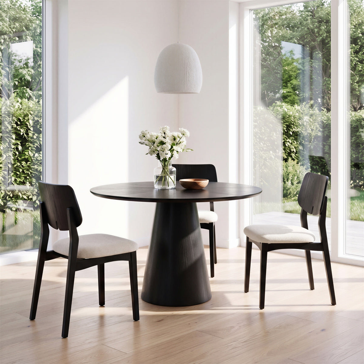 Modern Brazilian Mona Wooden Top Round Dining Table - Ebano by Urbia - detail 7