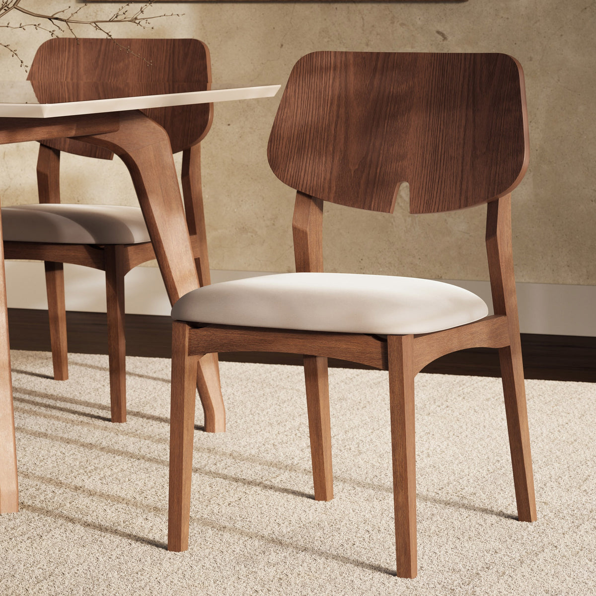 Beth Dining Chair Nogal, Shimmy Cream Vinyl by Urbia - detail 8