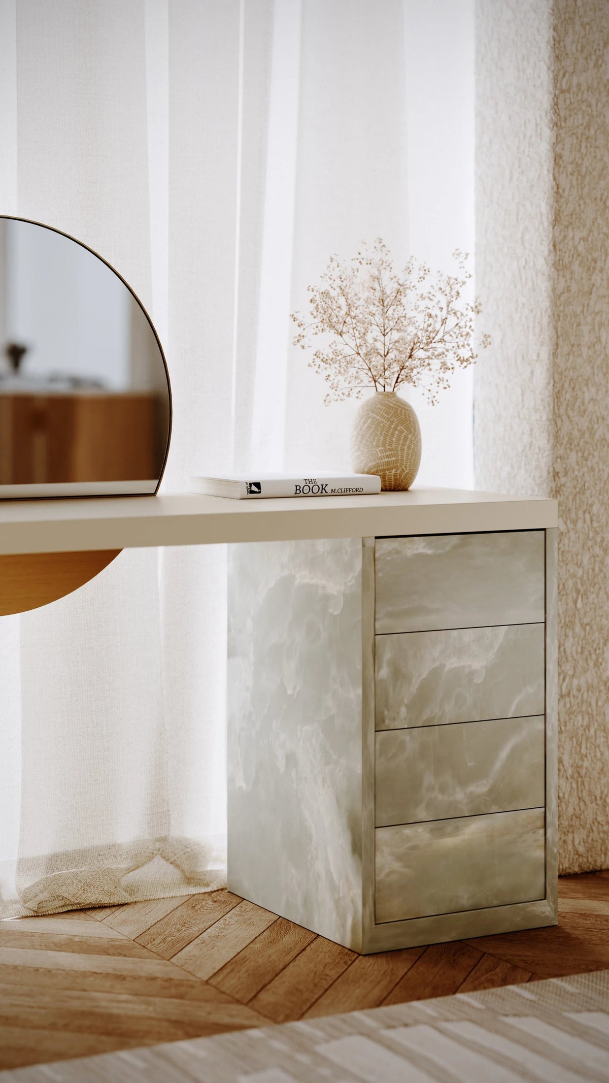 Monaco Vanity Almond Milk Desk 56" by Caracole - view 3