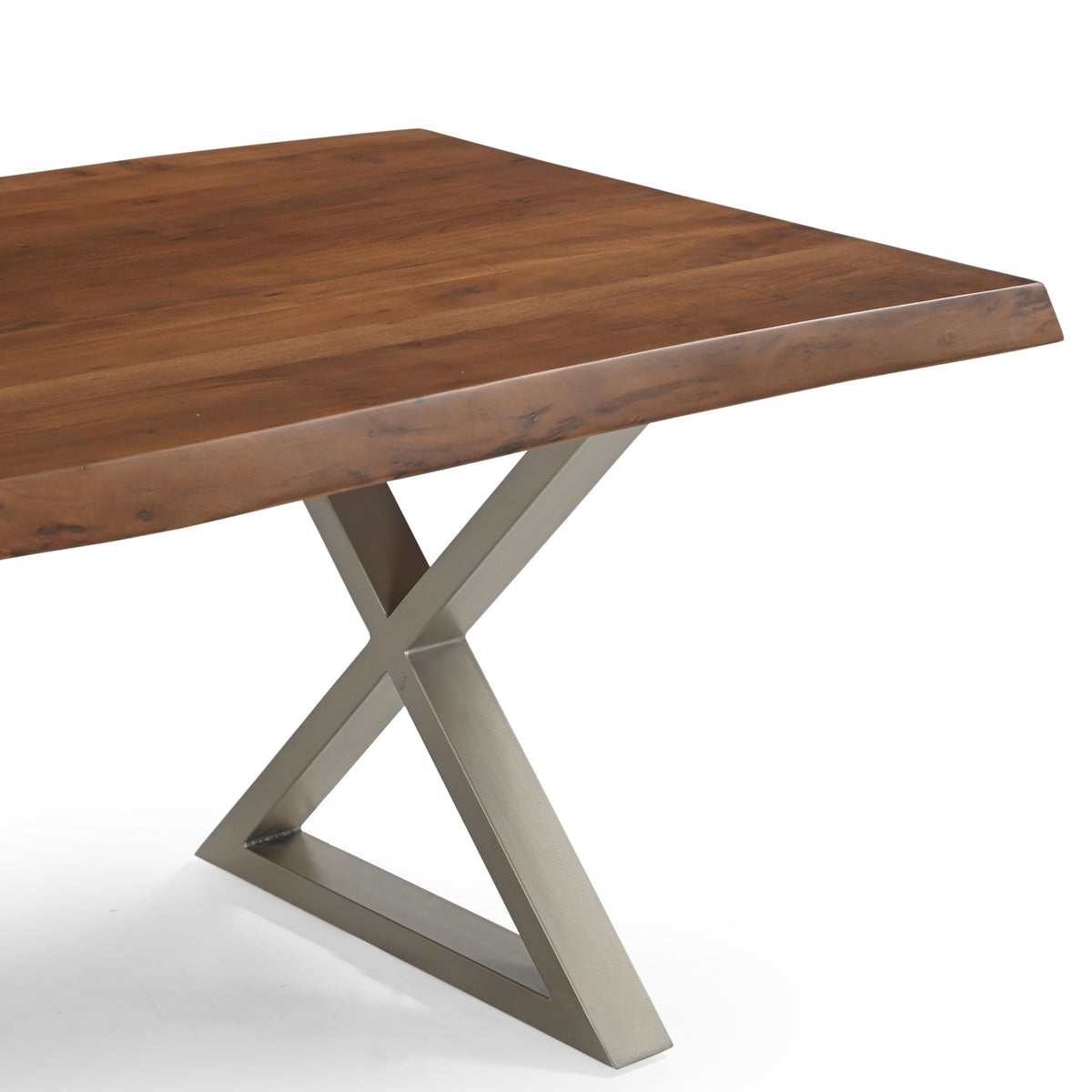 Brooks Dining Table X Base 40" x 79" Americano Top - Pewter Base by Urbia - detail 5