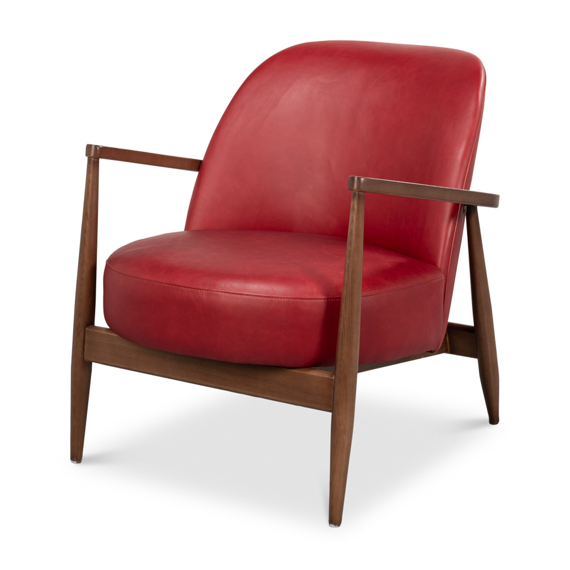 Pindar Armchair, Leather, New Rouge,Red by Sarreid Ltd