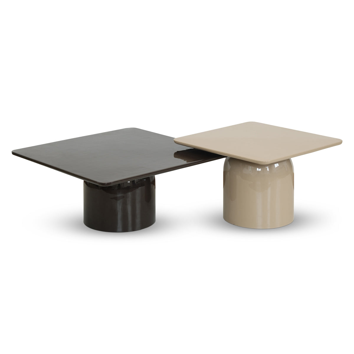 Alessia Nesting Coffee Tables, Tall Latte Taupe / Short Deep Umber Brown by Urbia - product view