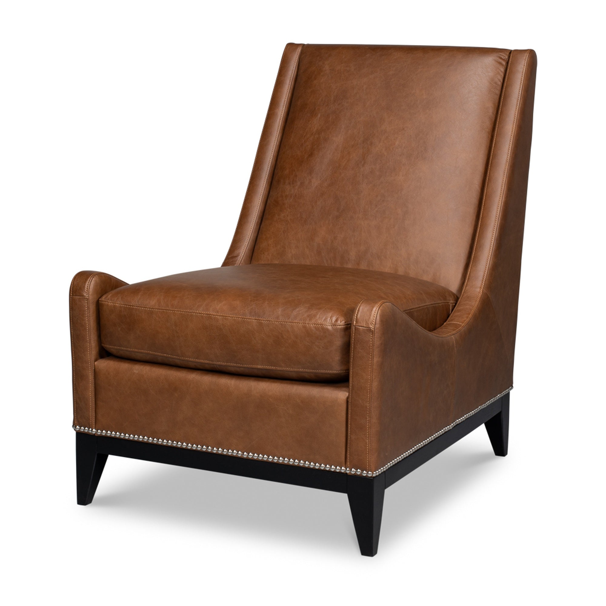 Brandy Accent Chair In Distilled Leather by Sarreid Ltd