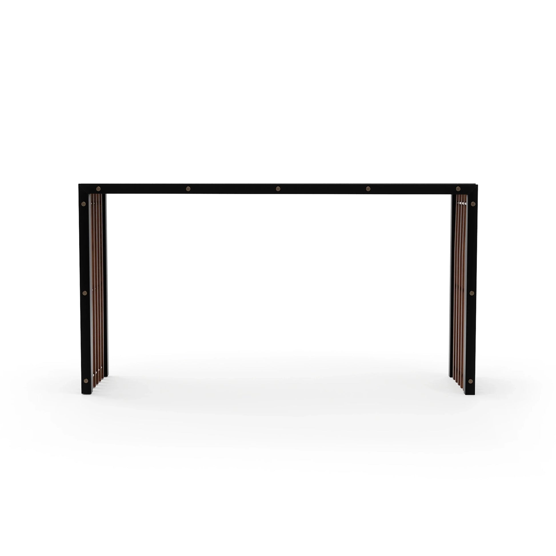 Pinstripe Dark Console Table Champagne Gold 60" by Caracole