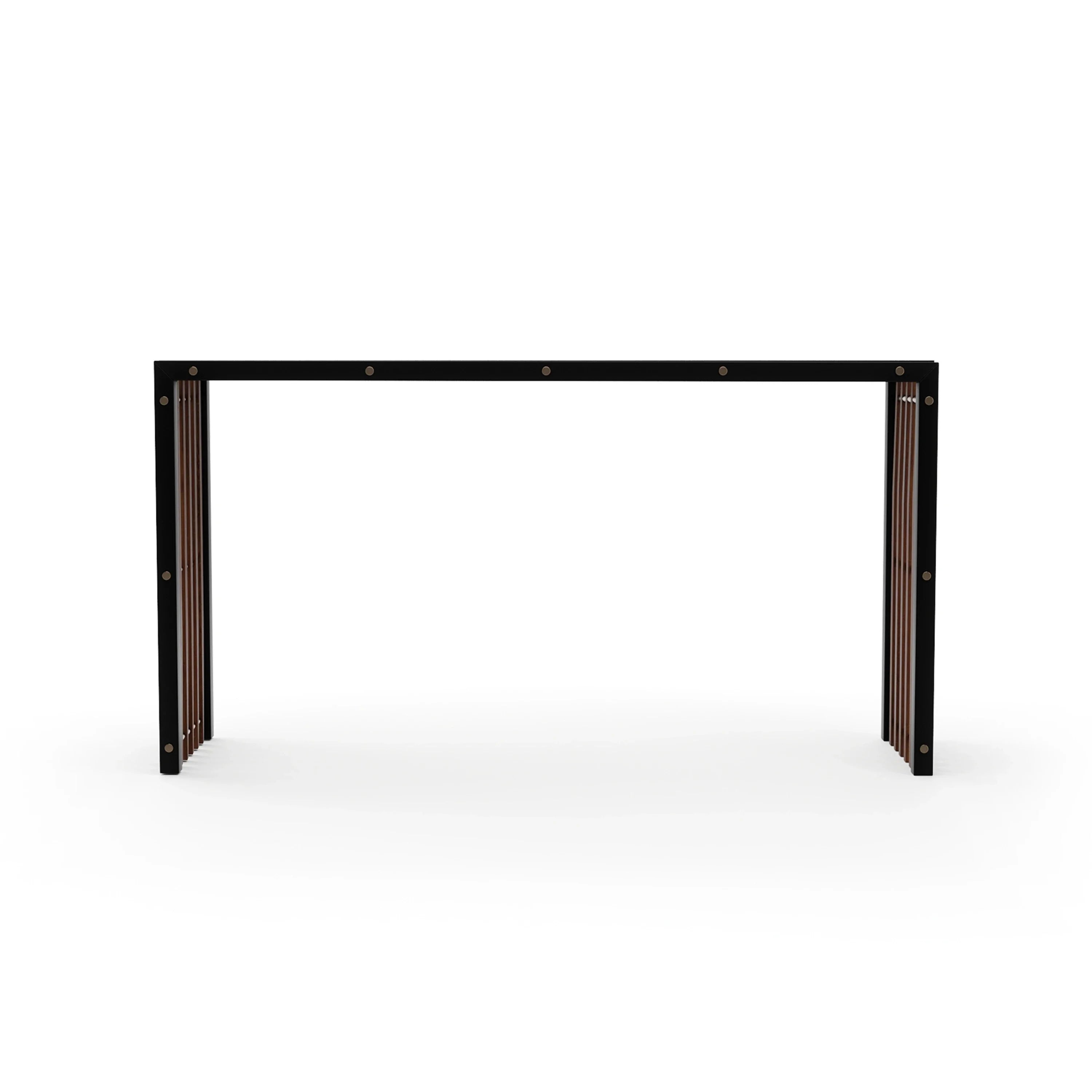 Pinstripe Dark Console Table Champagne Gold 60" by Caracole