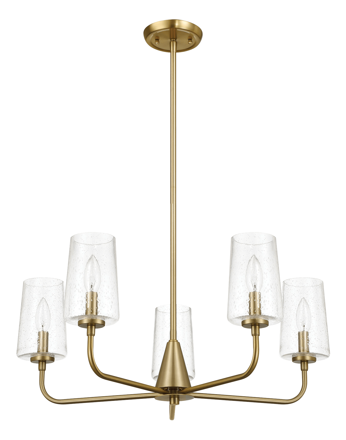 Dazzle Five Lights Chandelier | Satin Brass and Clear Seeded Glass