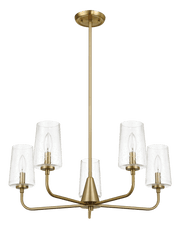 Dazzle Five Lights Chandelier | Satin Brass and Clear Seeded Glass