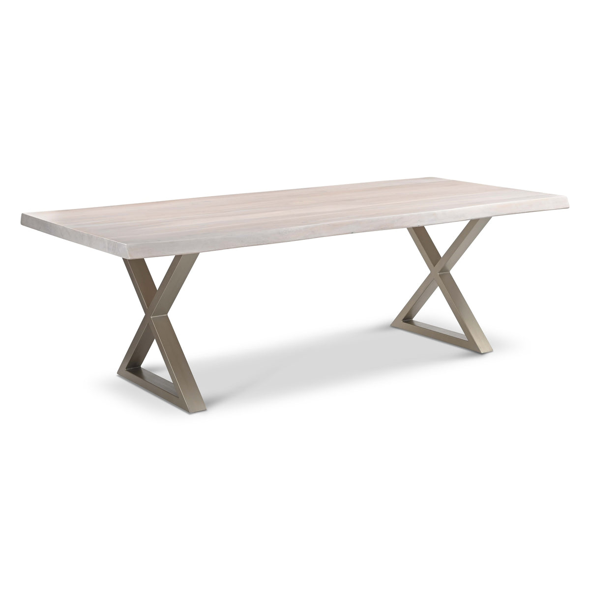 Brooks Dining Table X Base 40" x 92" White Wash Top - Pewter Base by Urbia - detail 2