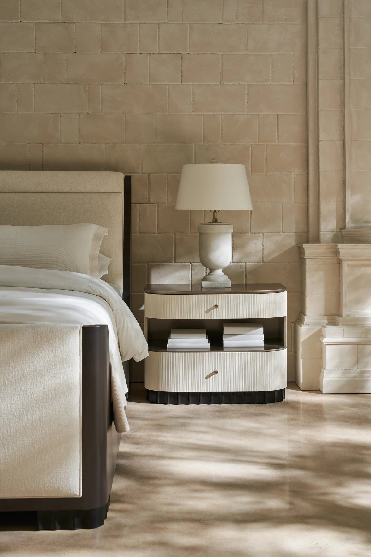 Deep Sleep Brushed Whisper of Gold Paint Nightstand 34" by Caracole - view 4