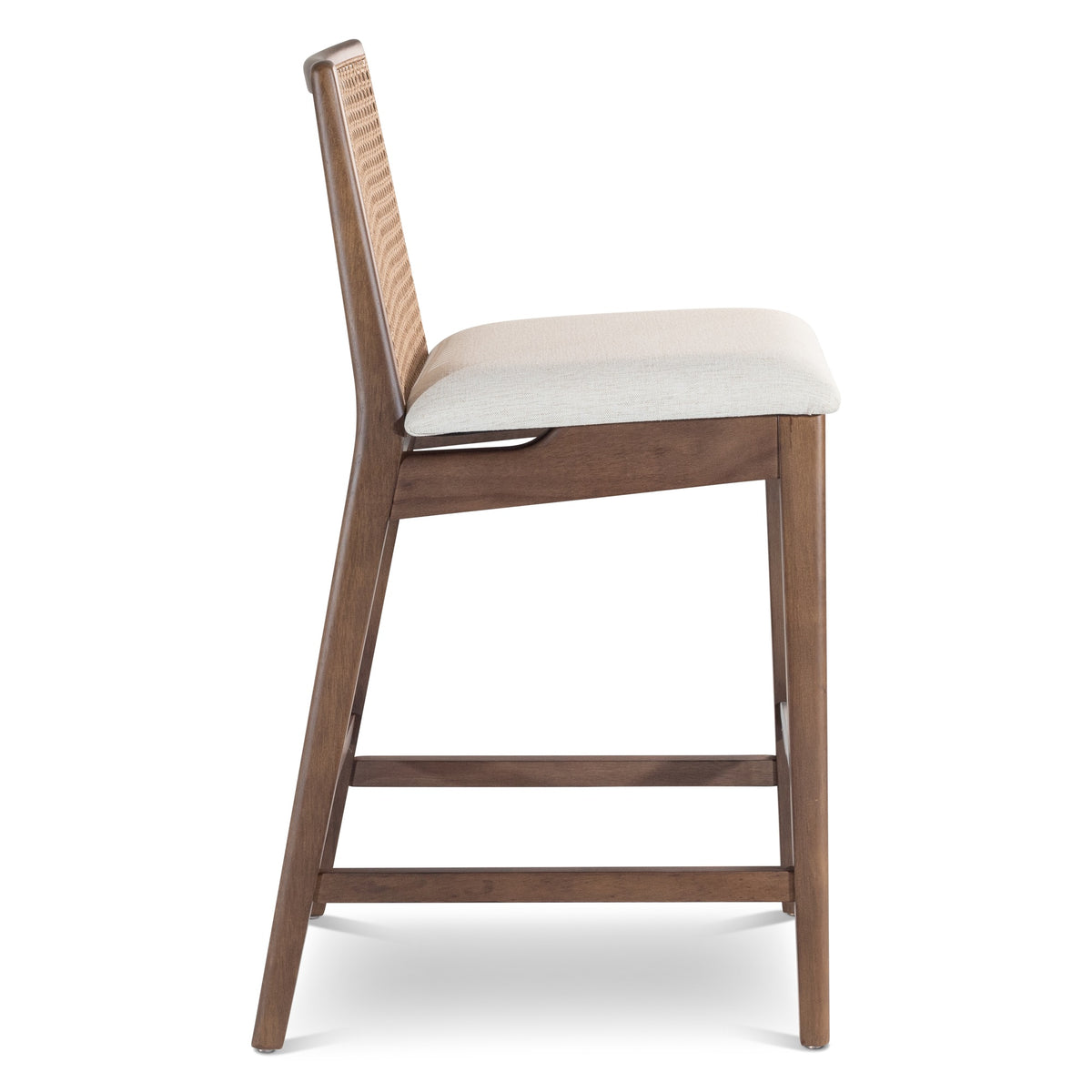 Modern Brazilian Nardia Cane Counter Stool Medley Ivory Seat Nogal Frame - Nogal Cane Webbing by Urbia - detail 4