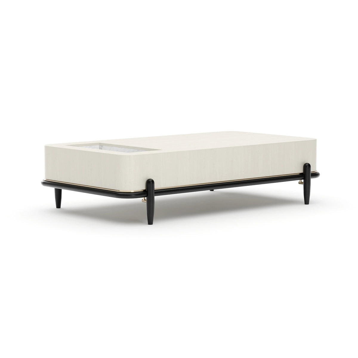 Madera Leg Cocktail Table Brushed Gold 61" by Caracole - view 2