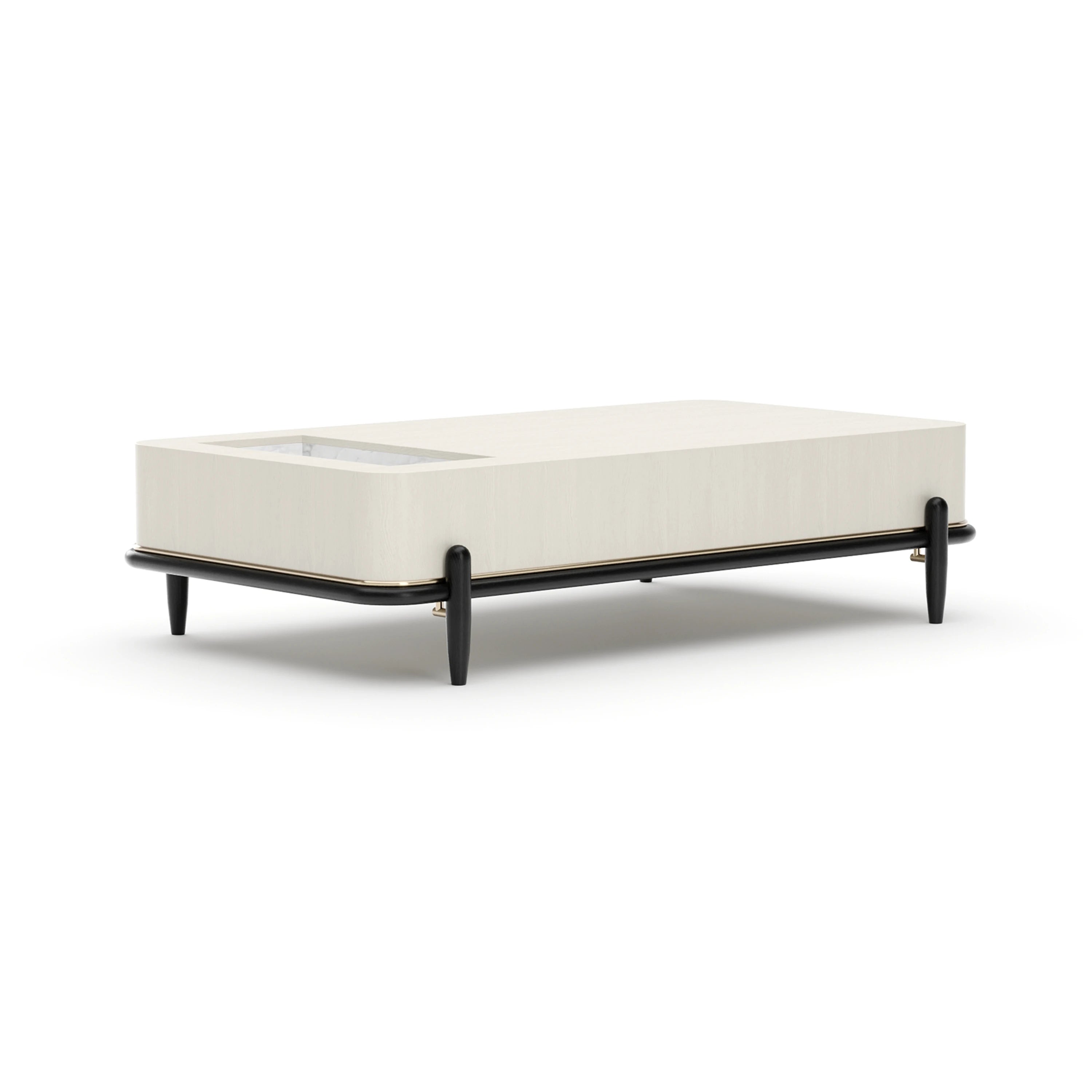 Madera Leg Cocktail Table Brushed Gold 61" by Caracole - view 2