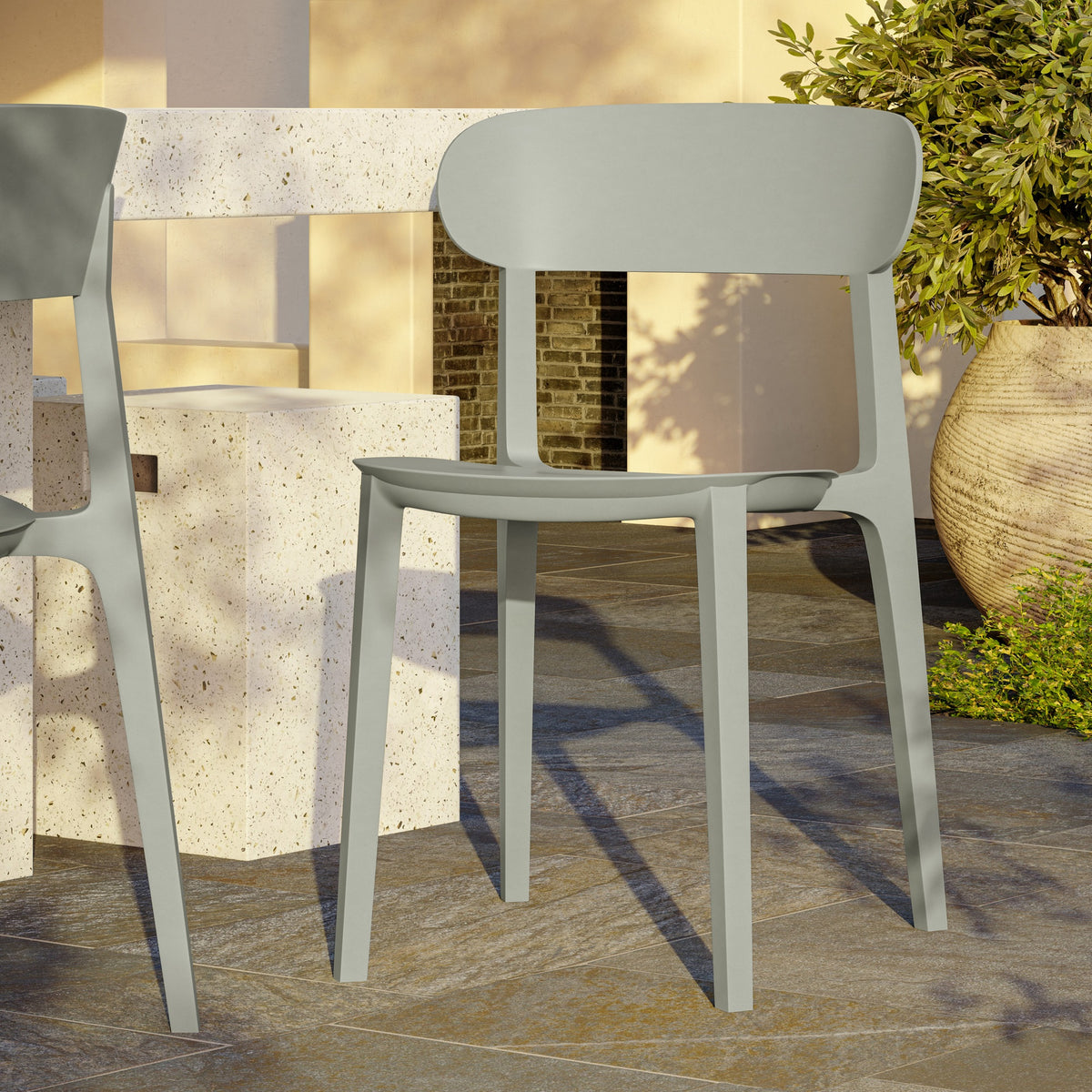 Metro Spencer Eco-Friendly Outdoor Stacking Chair Set of 4 - Moss Grey by Urbia - detail 9