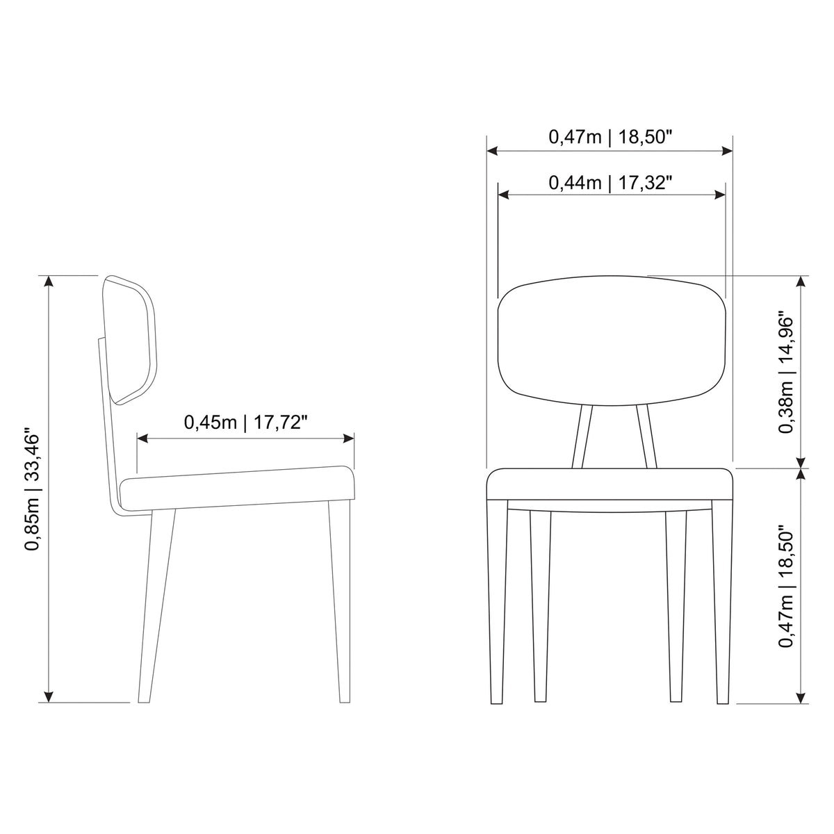 Nice Dining Chair Ebano, Grey by Urbia - detail 10