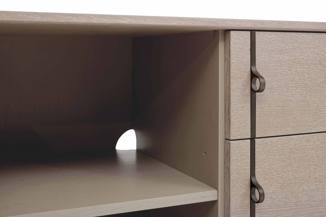 IE Series - Holly Buffet - Taupe Grey - Gun Metal Base