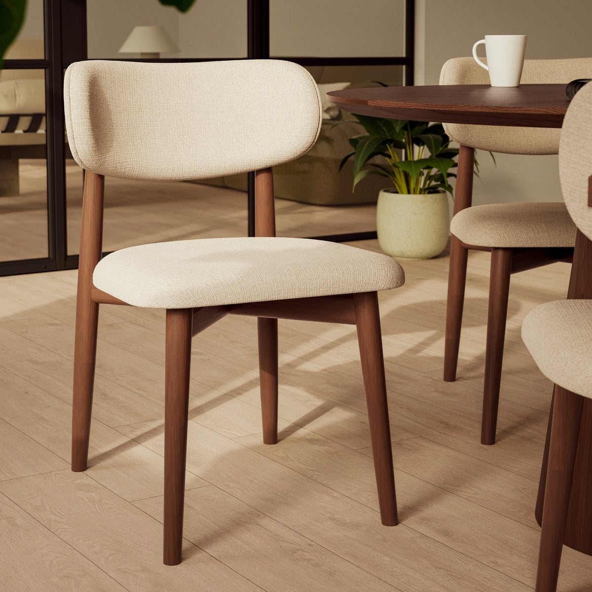 Modern Brazilian Lucia Side Chair Harvest Natural Upholstery - Nogal Frame by Urbia - detail 5
