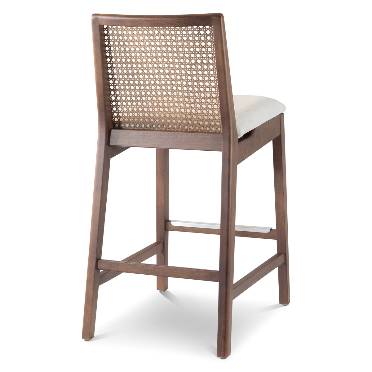 Modern Brazilian Nardia Cane Counter Stool Medley Ivory Seat Nogal Frame - Nogal Cane Webbing by Urbia - detail 7