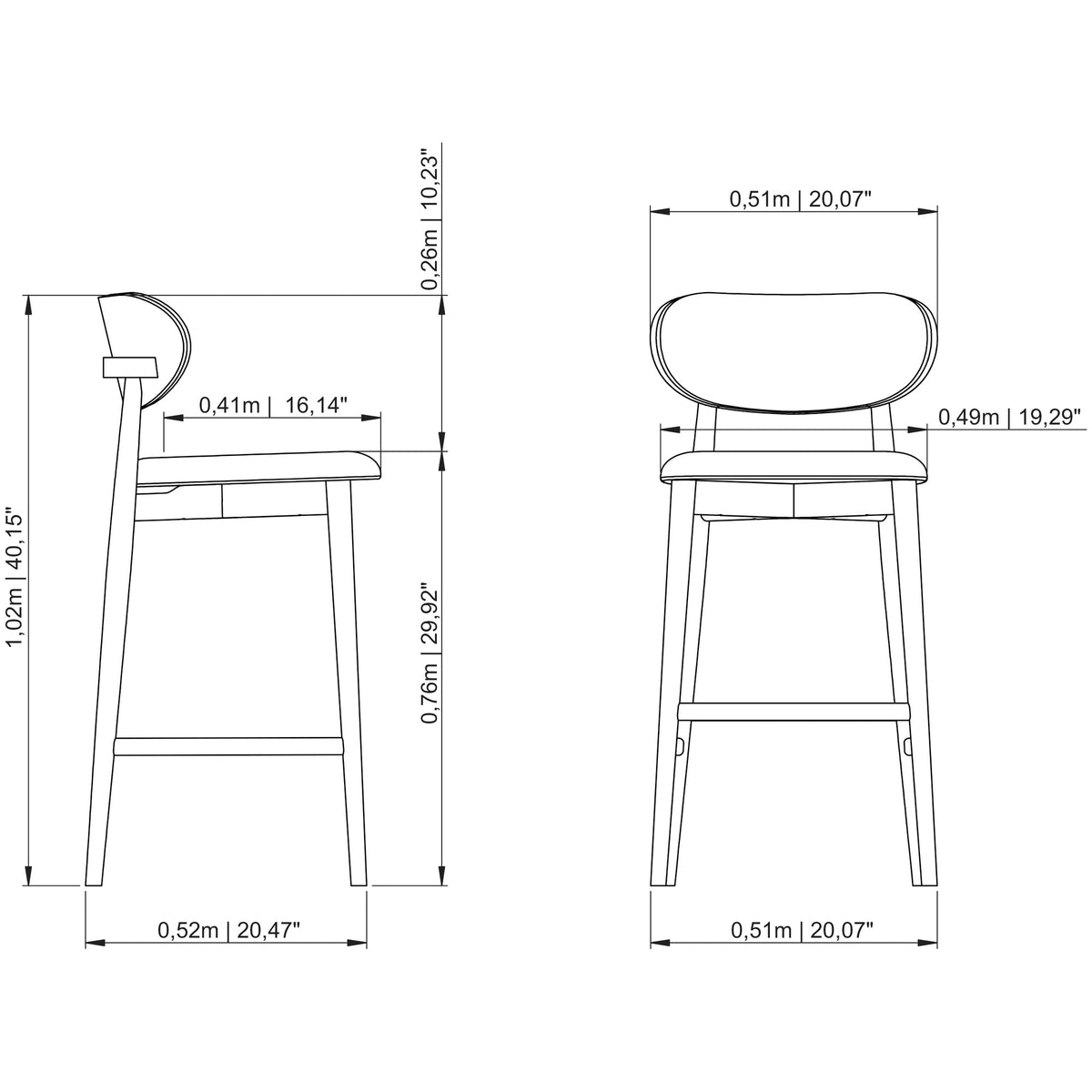 Lucia Bar Stool - Harvest Natural Seat - Nogal Frame by Urbia - detail 10