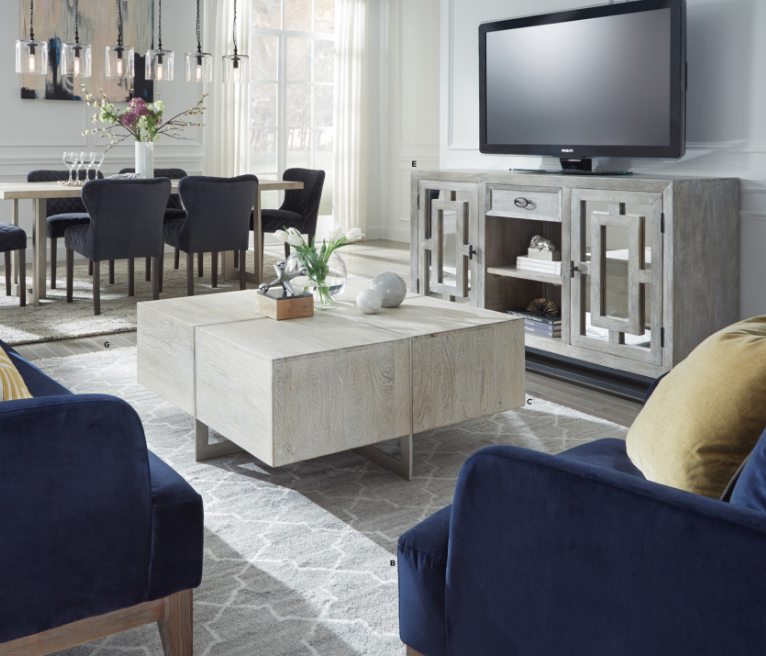 Uptown Whitewashed Solid Wood Square Coffee Table