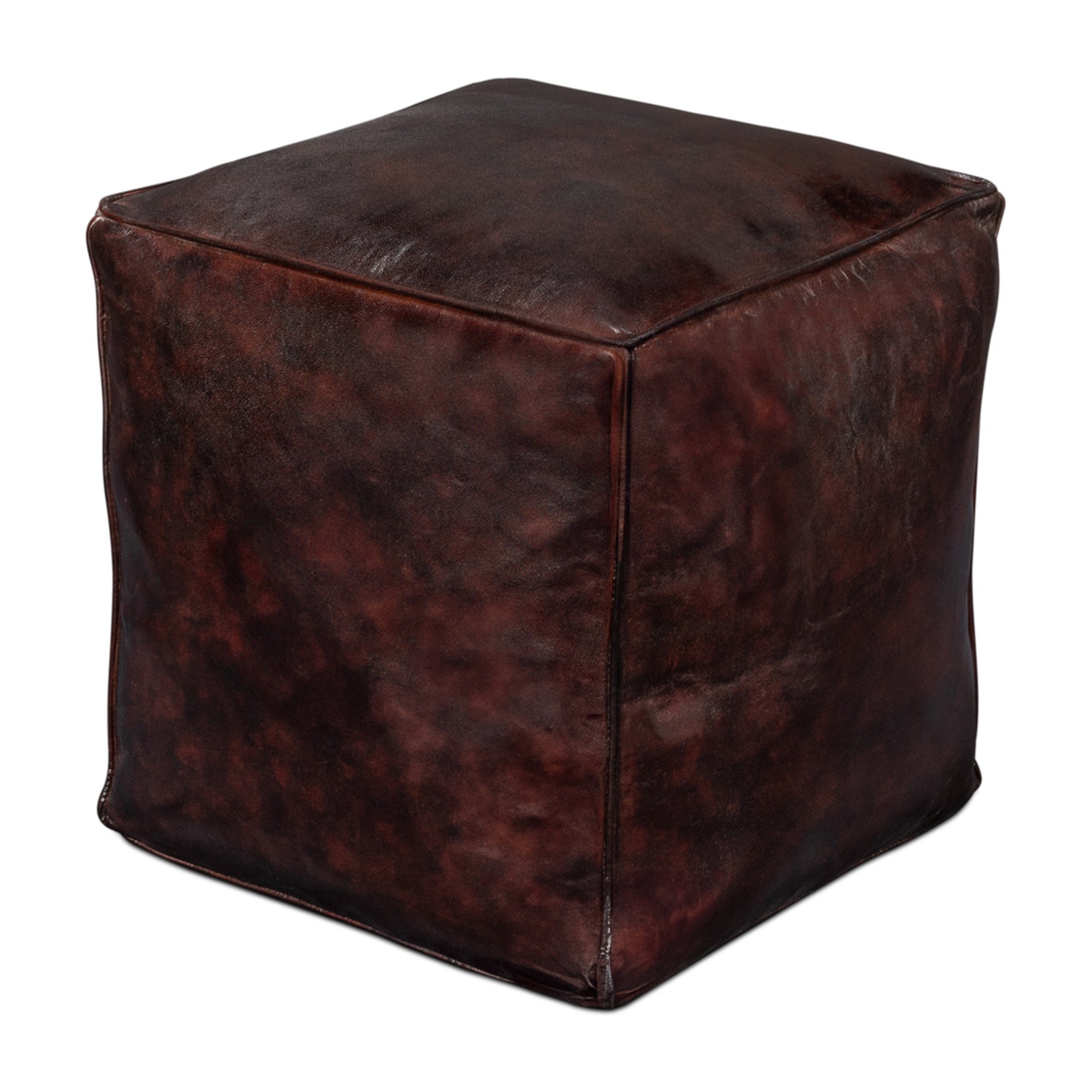 Sunday Afternoon Leather Cube,Dark Brn by Sarreid Ltd