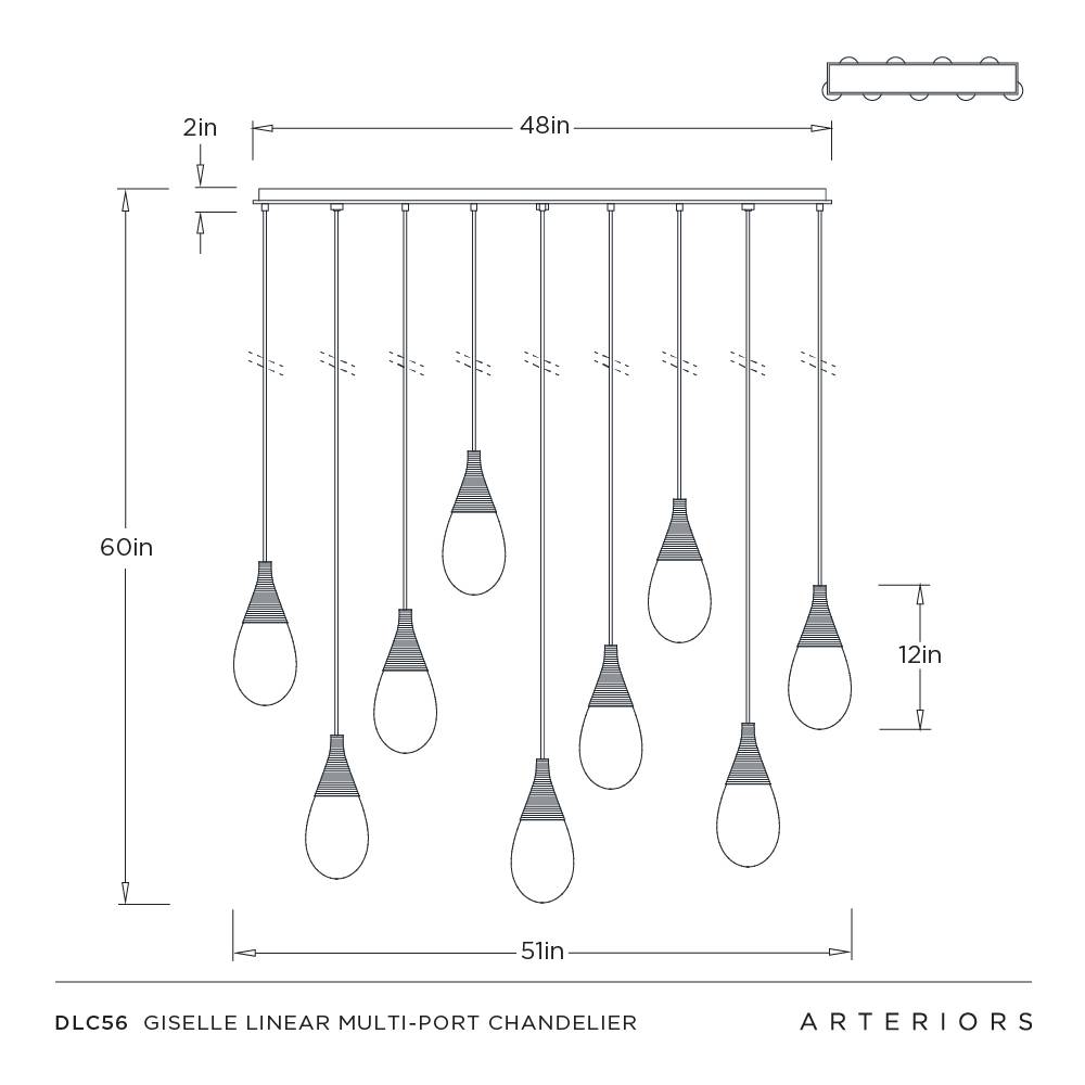 Giselle Linear Multi-Port Chandelier by Arteriors - view 8