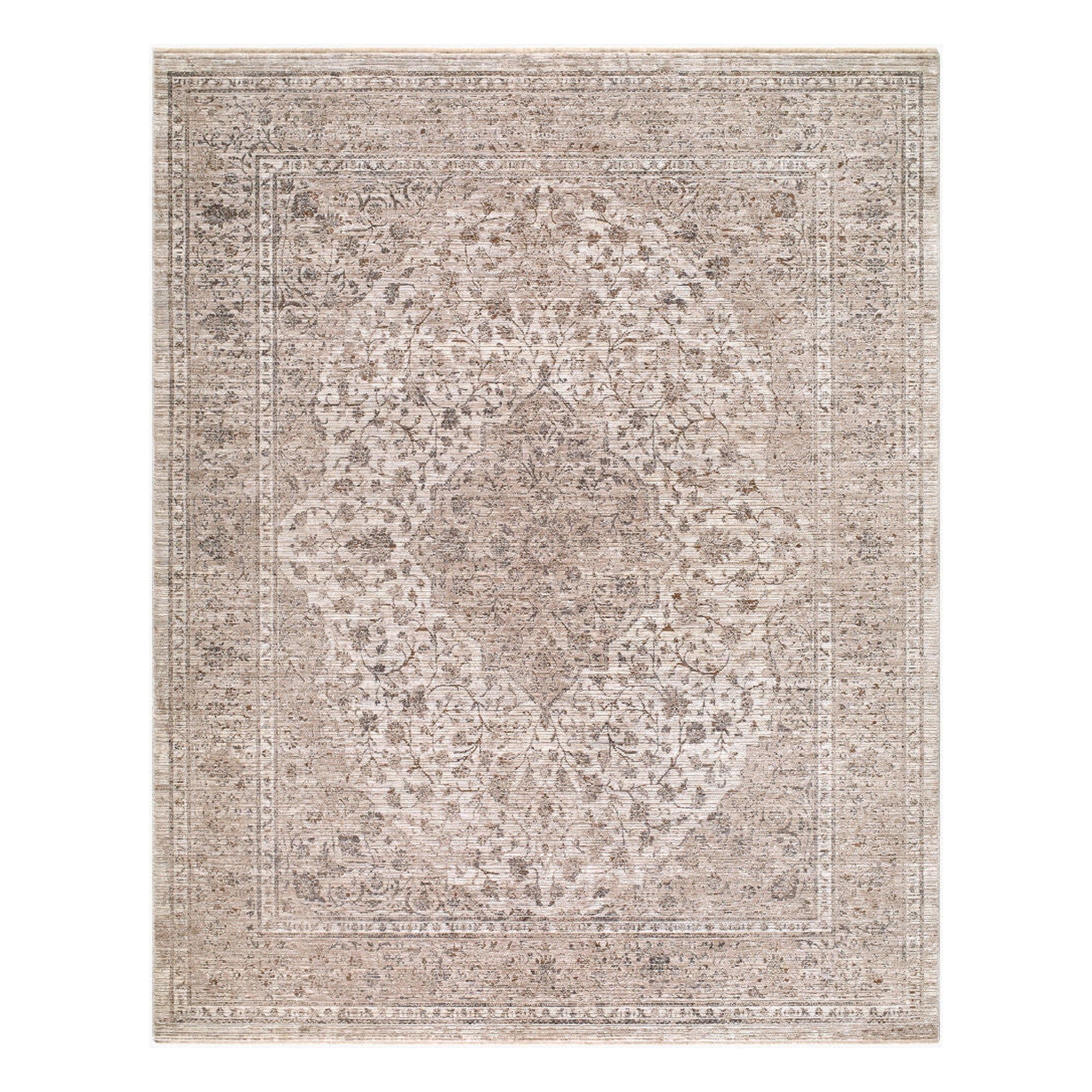 Demre Brown/Silver Gray Machine Woven Rug - 10' x 14'