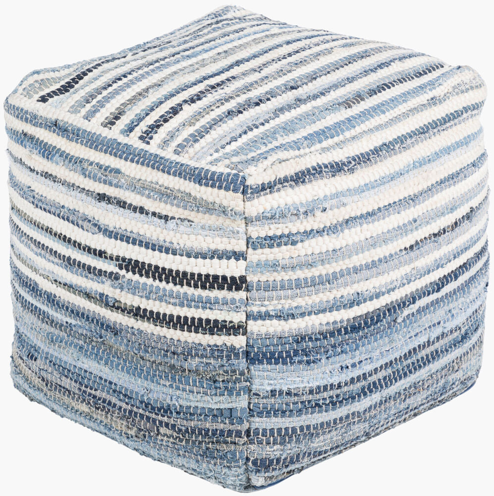 Denim Pouf - 16"H x 16"W x 16"D
