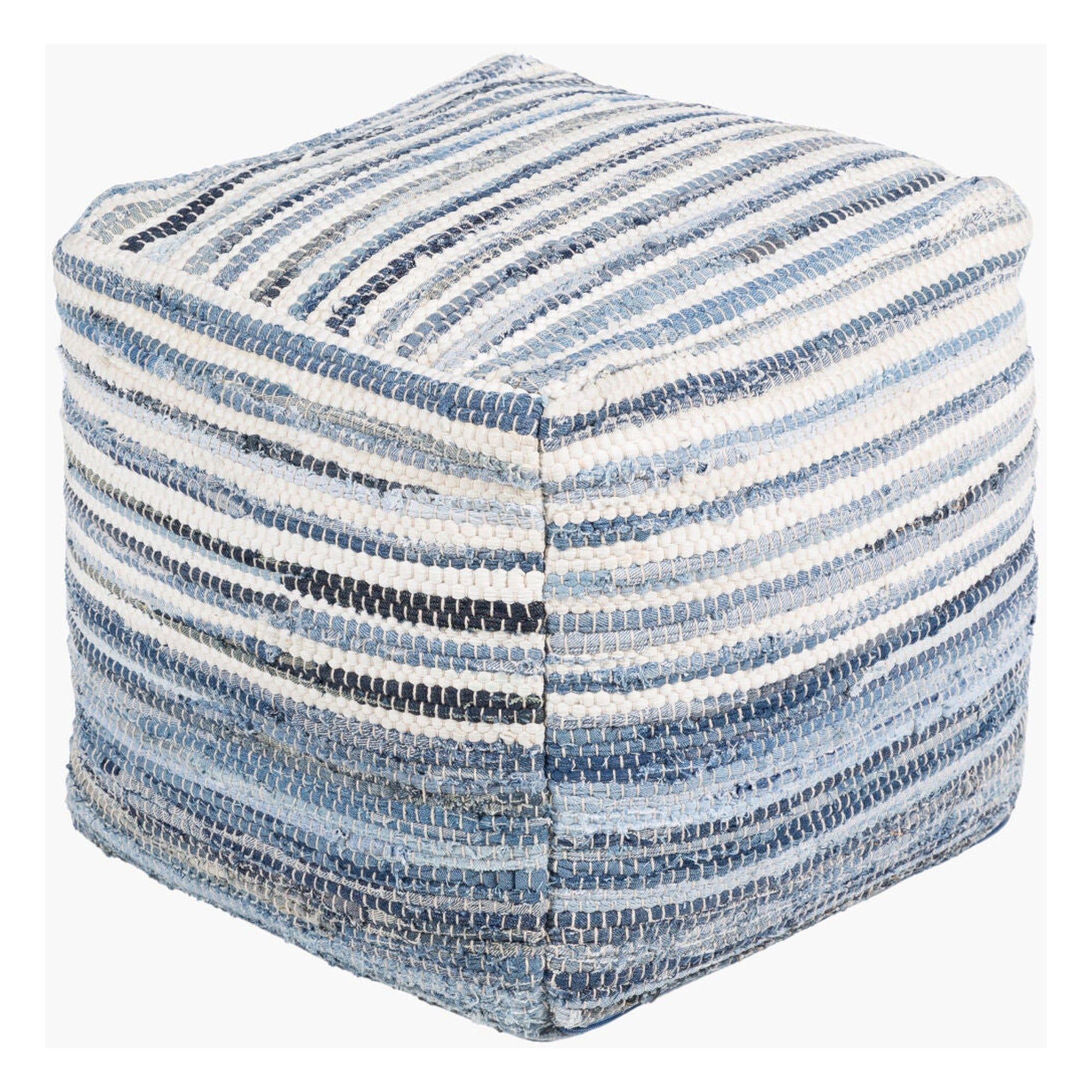 Denim Pouf - 16"H x 16"W x 16"D