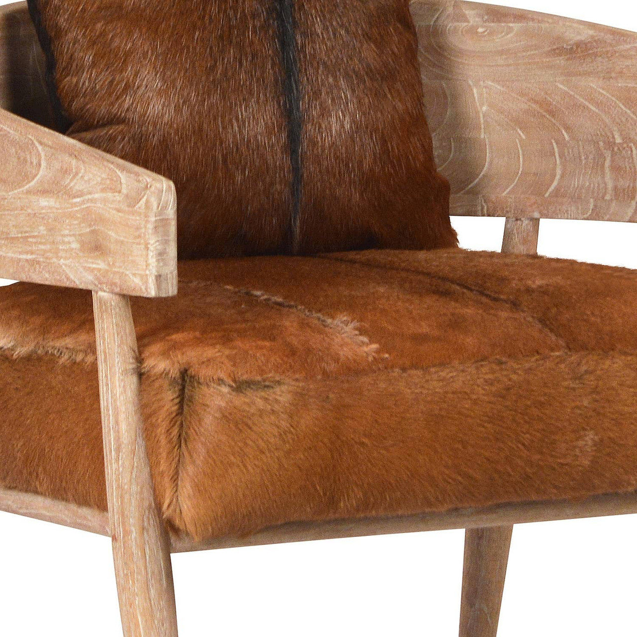 Melli Brown Goat Hide Curved Back Lounge Chair