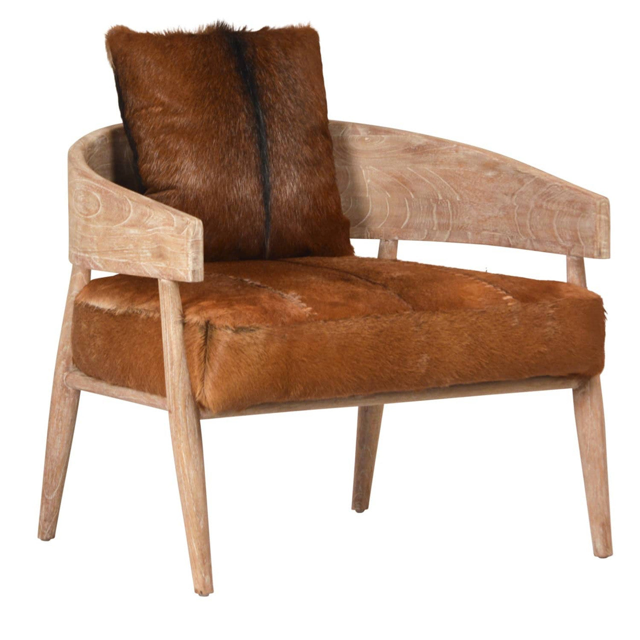Melli Brown Goat Hide Curved Back Lounge Chair