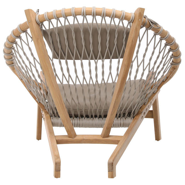 Boho Teak Wood and Rope Round Chair