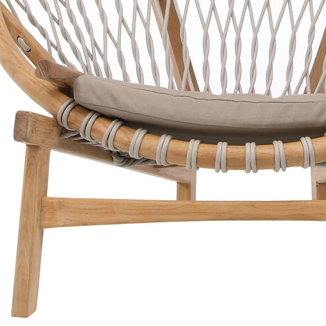Boho Teak Wood and Rope Round Chair