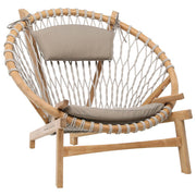Boho Teak Wood and Rope Round Chair