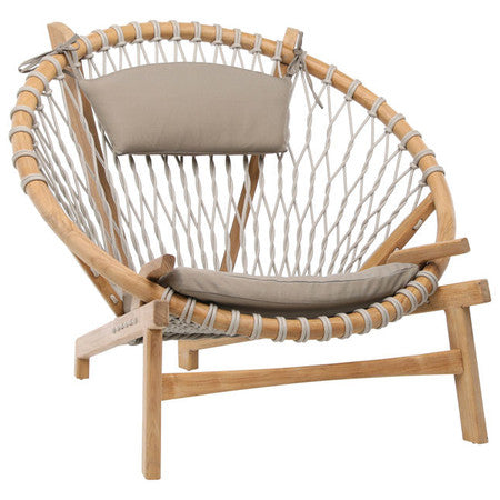 Boho Teak Wood and Rope Round Chair