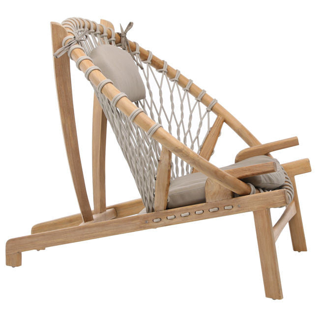 Boho Teak Wood and Rope Round Chair