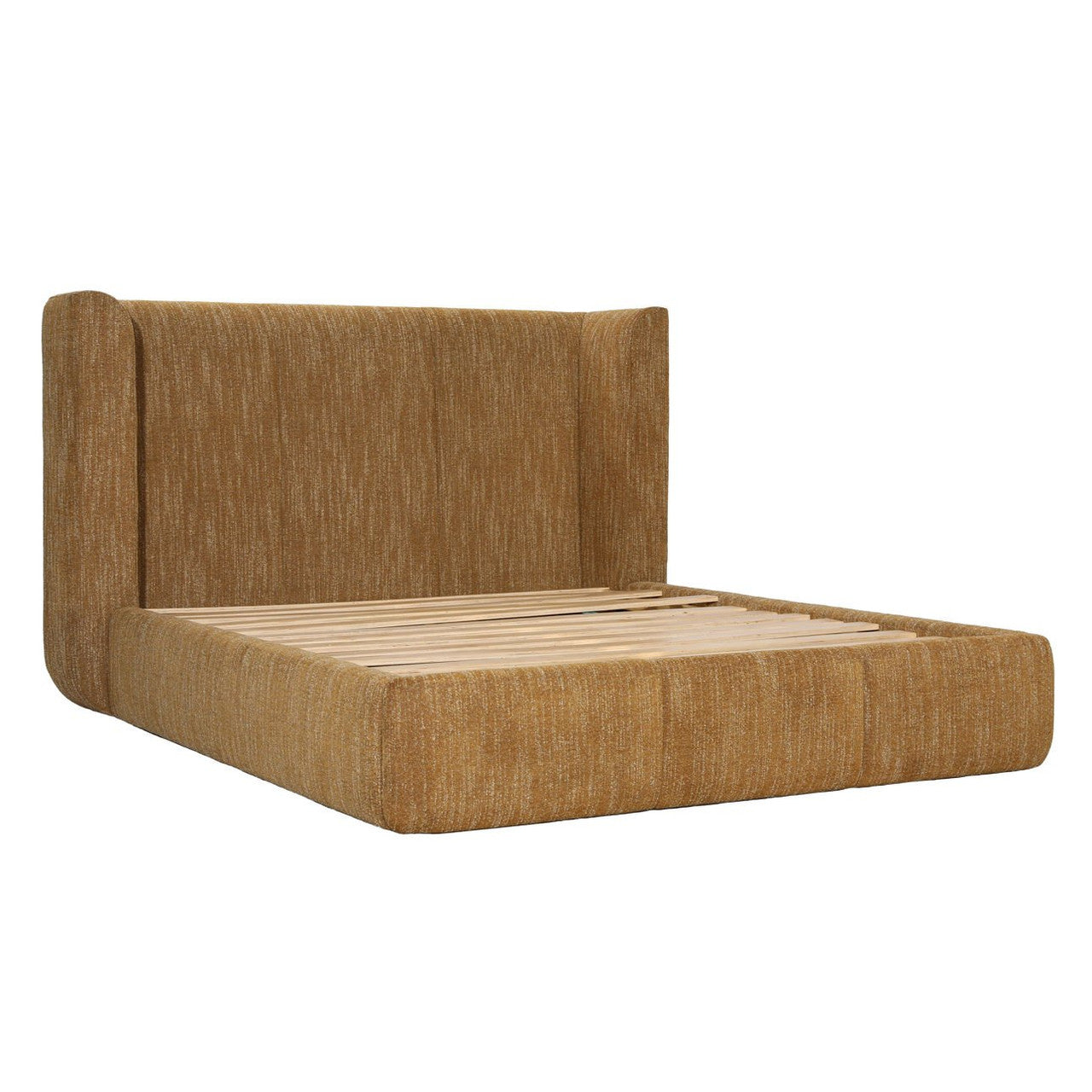 Jacobs Mustard Boucle Upholstered Queen Platform Bed