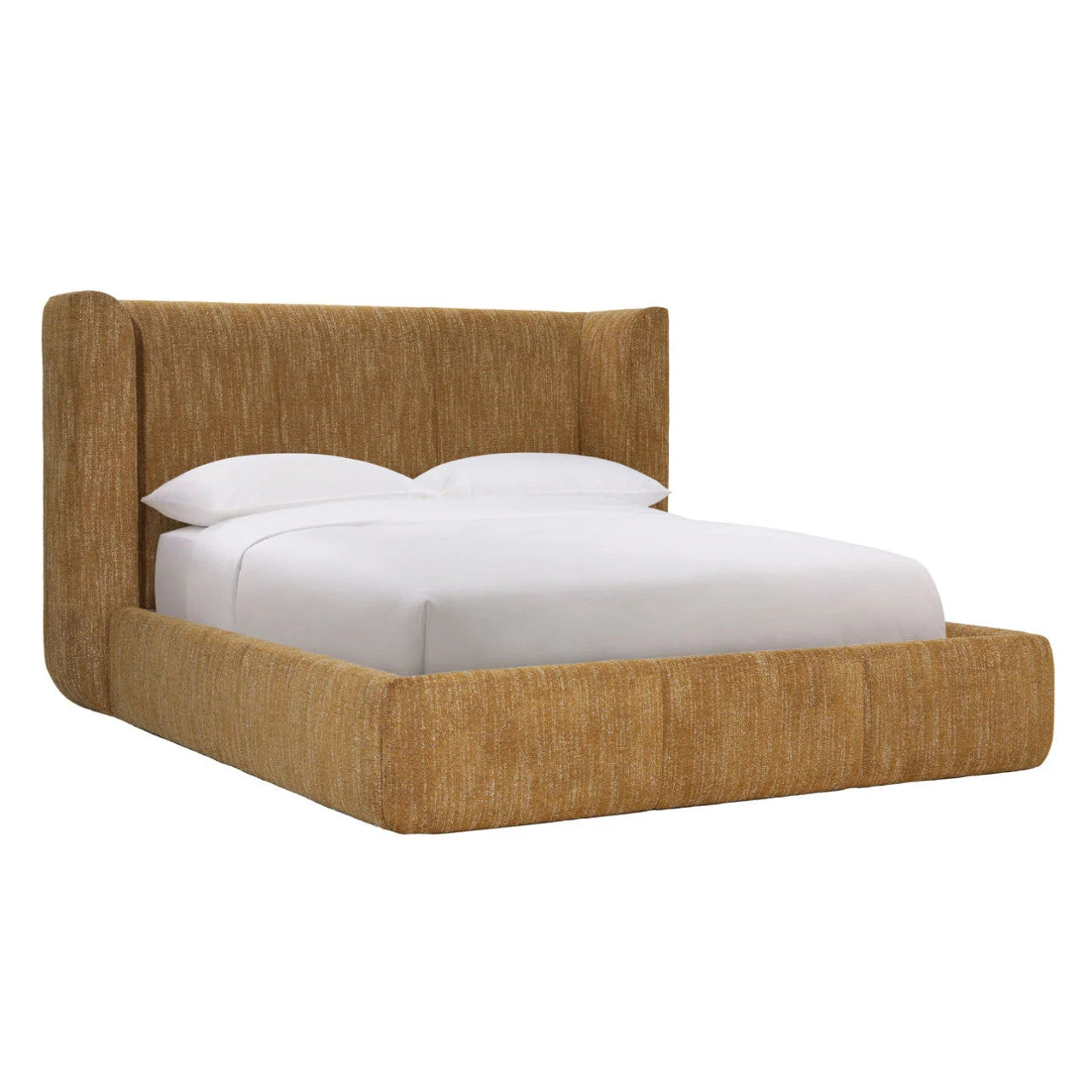 Jacobs Mustard Boucle Upholstered Queen Platform Bed
