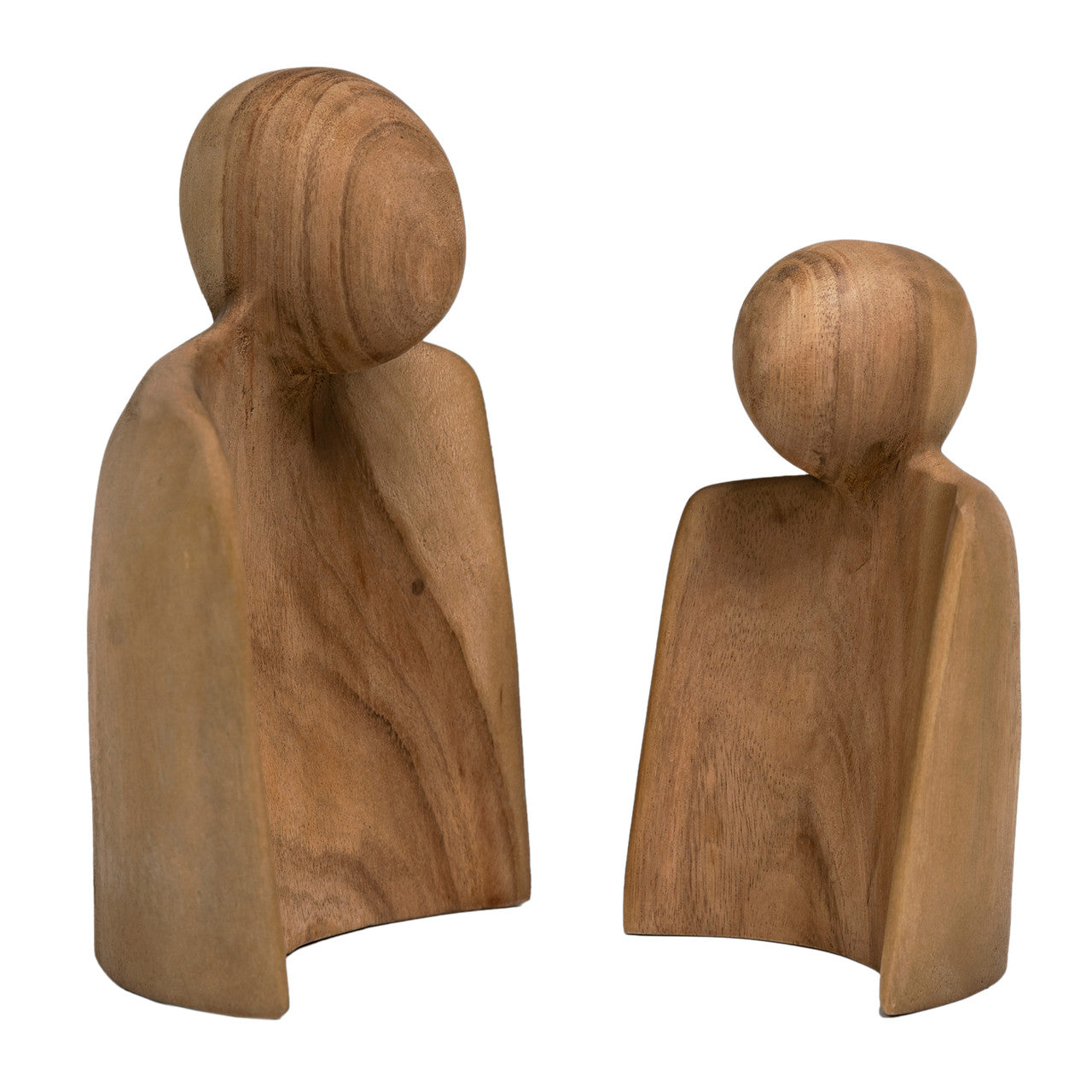 Wood Sculpture Set of 2 10"