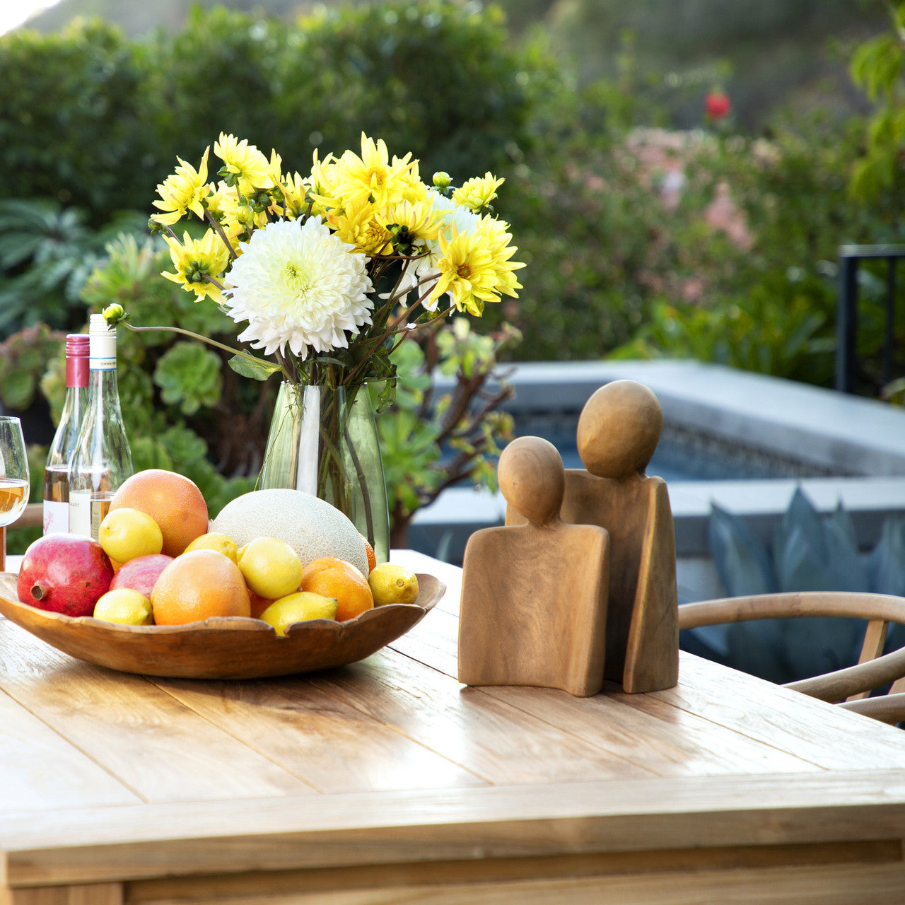 Wood Sculpture Set of 2 10"