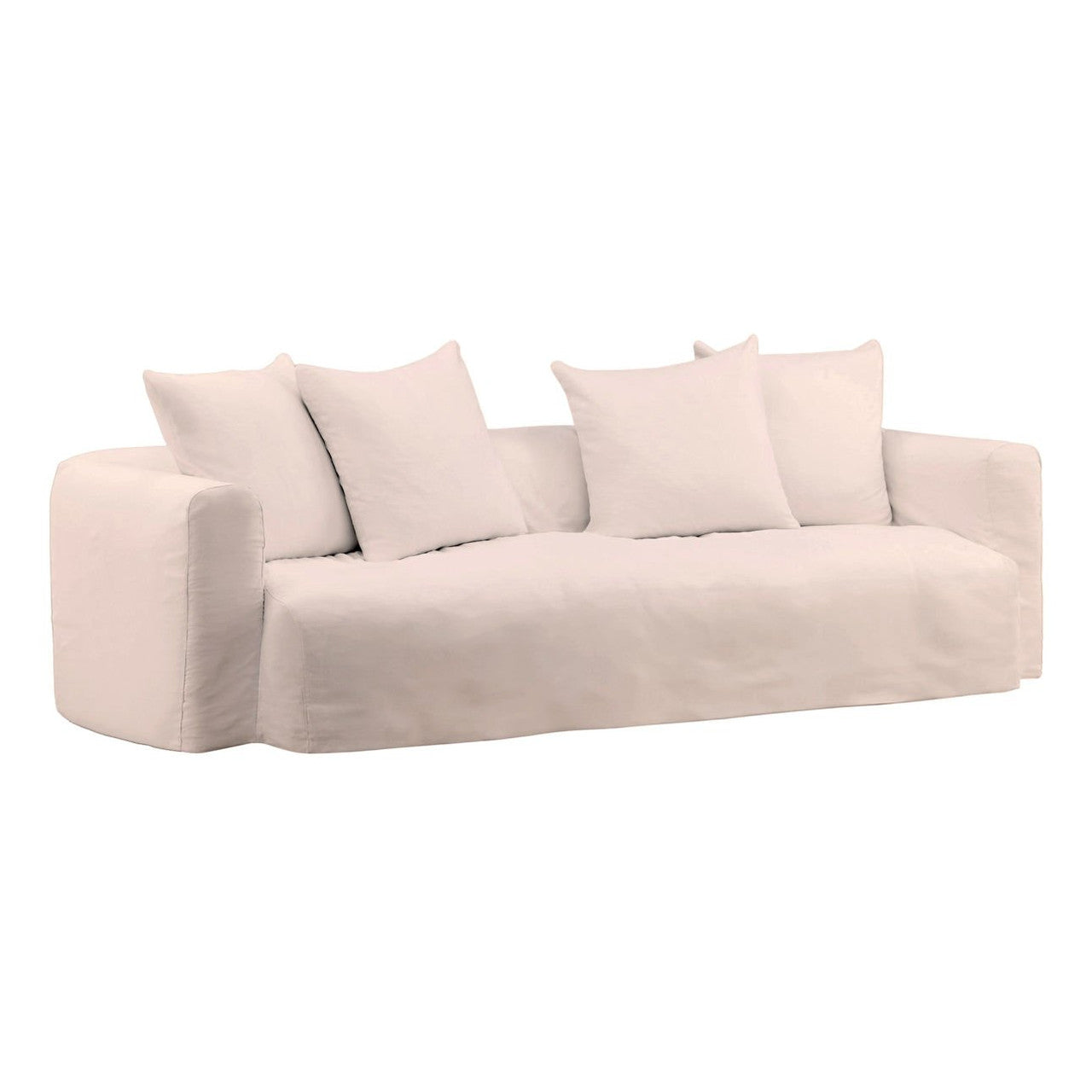 Lawndale Natural Linen Upholstered Slipcovered Sofa 95"