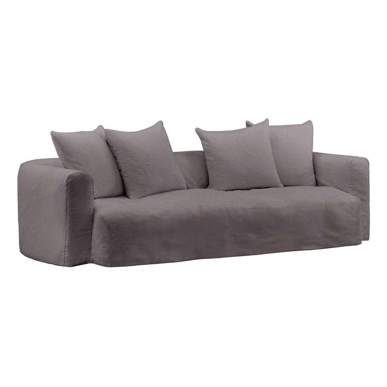Lawndale Gray Linen Upholstered Slipcovered Sofa 95"
