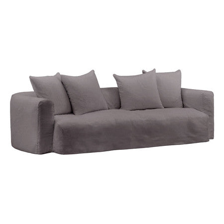 Lawndale Gray Linen Upholstered Slipcovered Sofa 95"