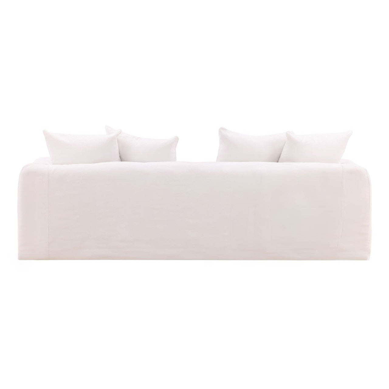 Lawndale White Linen Upholstered Slipcovered Sofa 95"