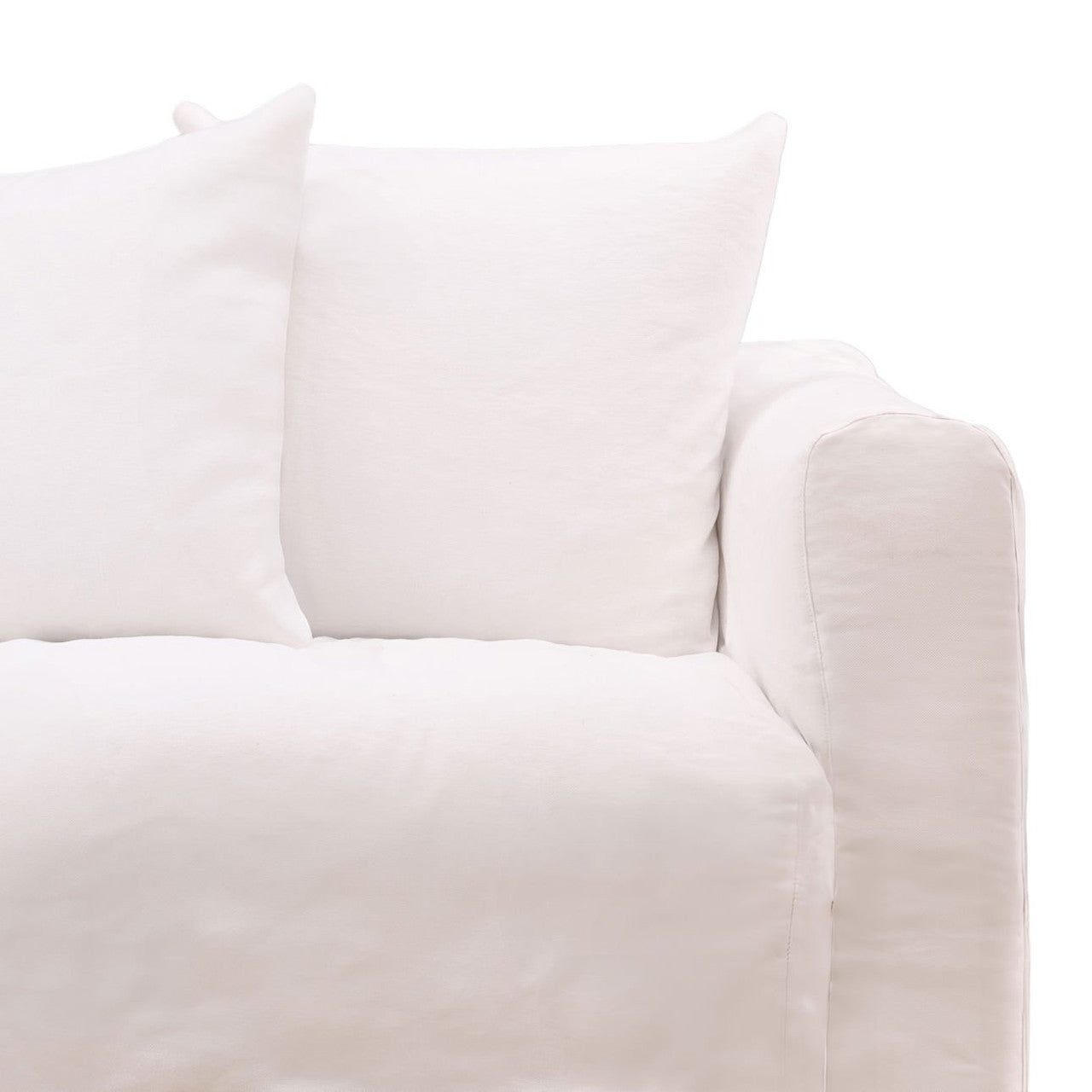 Lawndale White Linen Upholstered Slipcovered Sofa 95"