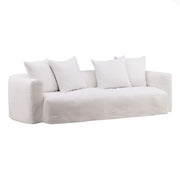 Lawndale White Linen Upholstered Slipcovered Sofa 95"
