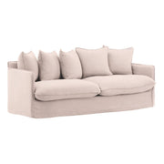 Coastal Natural Linen Upholstered Slipcovered Sofa 83"