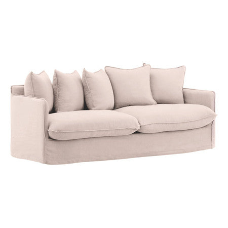 Coastal Natural Linen Upholstered Slipcovered Sofa 83"