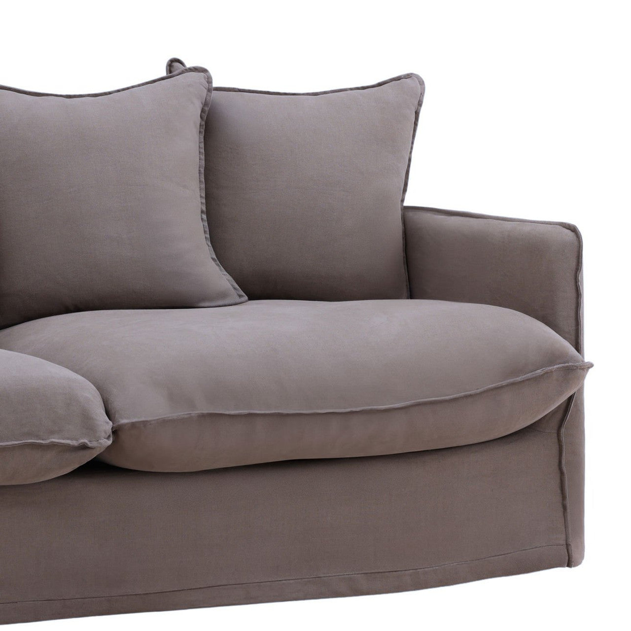 Coastal Gray Linen Upholstered Slipcovered Sofa 83"